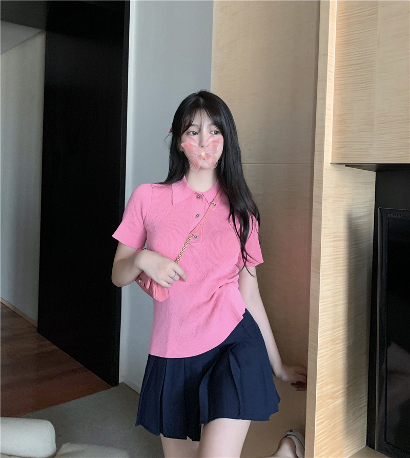 2021 New summer turn down collar style pink mesh sleeve short T-shirt women's tops (r98161) W544, Blue
2021 New summer turn down collar style pink mesh sleeve short T-shirt women's tops (r98161) W544, Blue