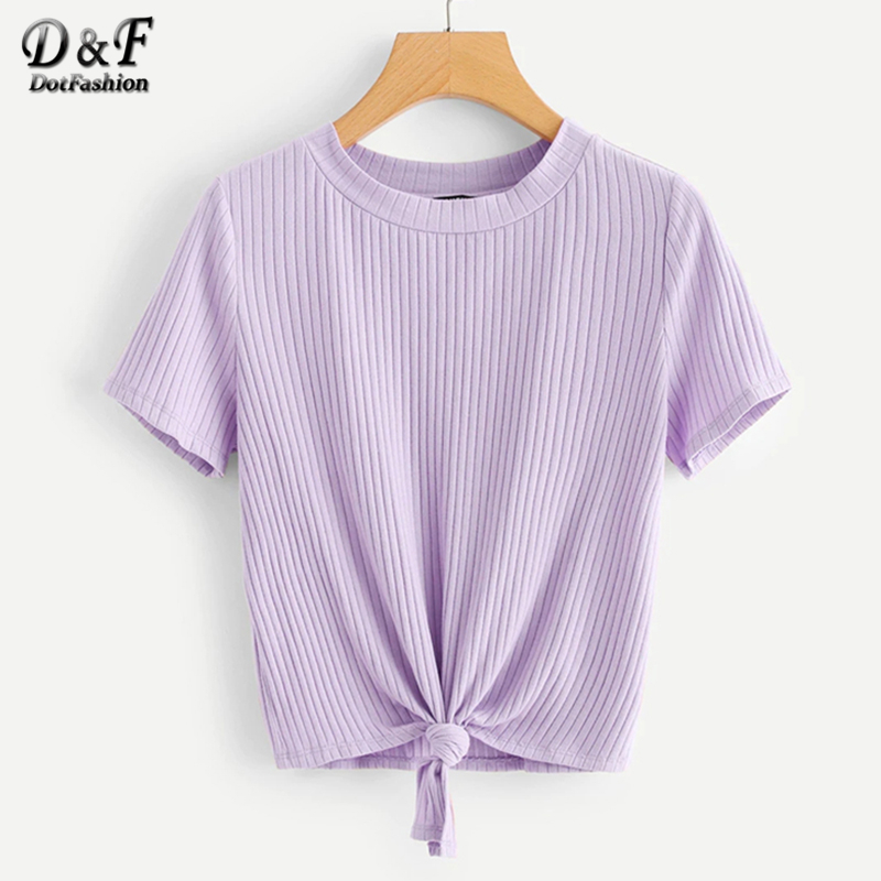 Dotfashion Knot Front Solid Ribbed Tee Women Summer Casual Tops Kawaii Clothes Short Sleeve Korean Style Fashion T-Shirt Y200110, Khaki
Dotfashion Knot Front Solid Ribbed Tee Women Summer Casual Tops Kawaii Clothes Short Sleeve Korean Style Fashion T-Shirt Y200110, Khaki