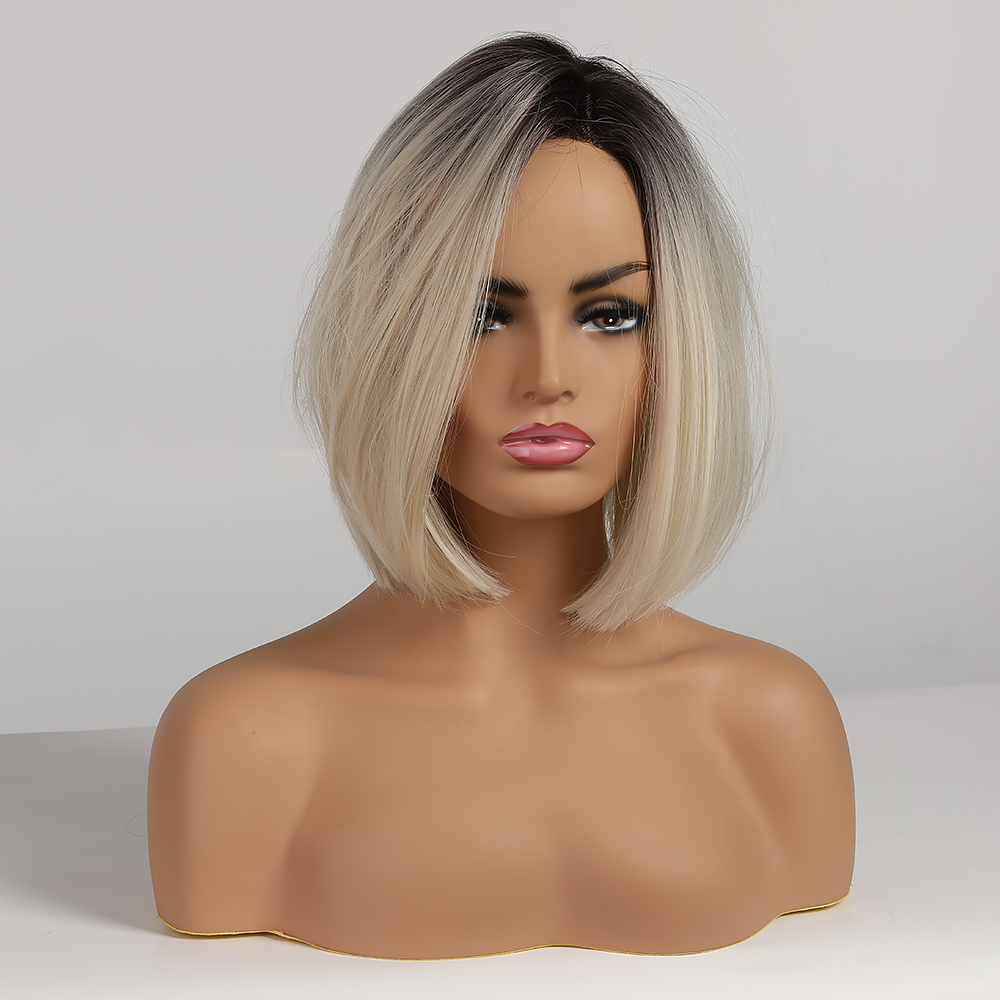 Straight Bob Wig Hairstyle Synthetic Wigs Brown To Light Blonde Ombre Hair Side Part for Women Cosplay Heat Resistant Wigs, Black
Straight Bob Wig Hairstyle Synthetic Wigs Brown To Light Blonde Ombre Hair Side Part for Women Cosplay Heat Resistant Wigs, Black