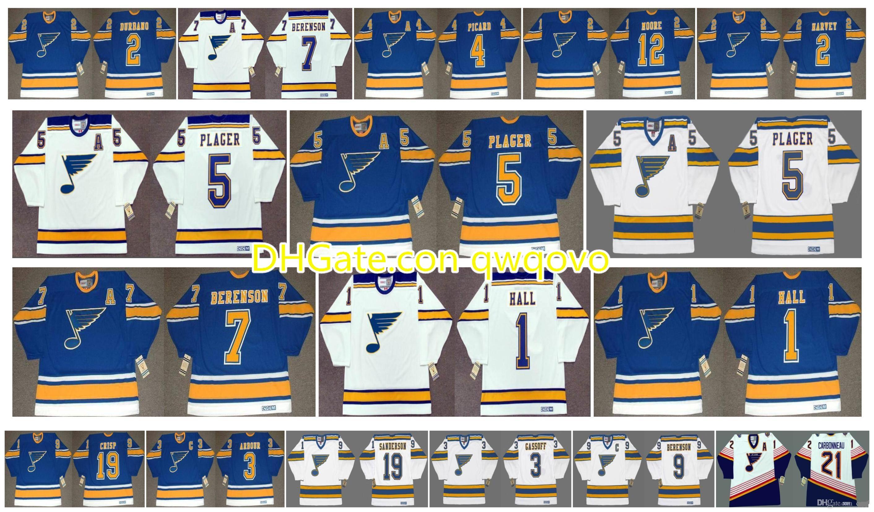 Vintage St. Louis Blues Jerseys 5 BOB PLAGER 1 GLENN HALL 7 RED BERENSON 4 NOEL PICARD DICKIE MOORE 2 DOUG HARVEY 2 STEVE DURBANO CCM Hockey, Colour 7
Vintage St. Louis Blues Jerseys 5 BOB PLAGER 1 GLENN HALL 7 RED BERENSON 4 NOEL PICARD DICKIE MOORE 2 DOUG HARVEY 2 STEVE DURBANO CCM Hockey, Colour 7