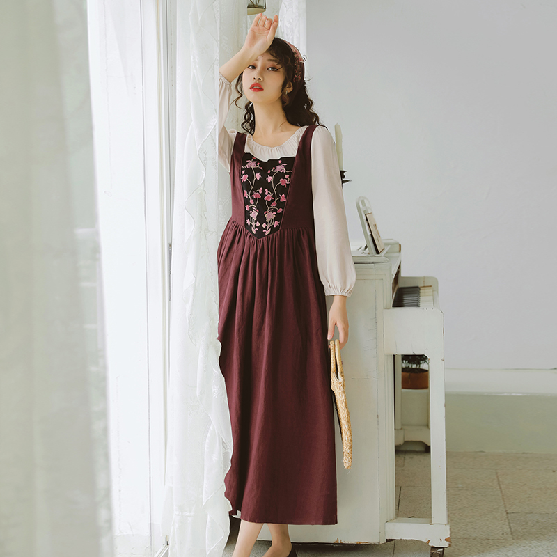 Embroidered Floral Cotton Dress 2021 Spring Summer the Neck Prairie Chic Full Ankle-length Long Dresses 93kg, Blue
Embroidered Floral Cotton Dress 2021 Spring Summer the Neck Prairie Chic Full Ankle-length Long Dresses 93kg, Blue