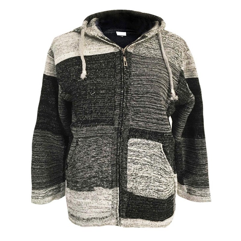 Laamei Vintage Men Hooded Cardigan Sweaters Jacket Men Autumn Patchwork Knit Ethnic Style Outwear Patch Hoodies Coat Sweater 201202