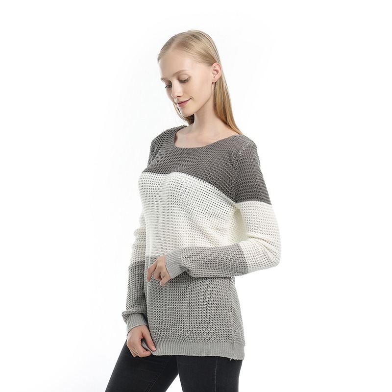 Patchwork sweater jumper knitwear 2021 fashion slim women's sweaters and pullovers female tops 210203
