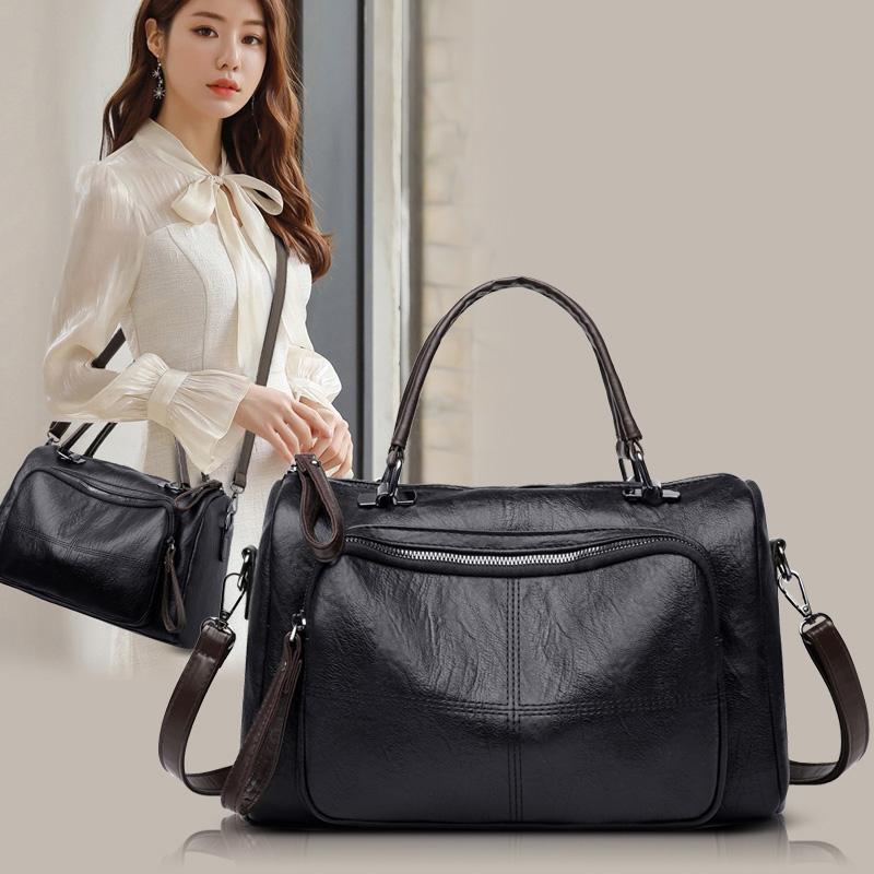 High Quality Soft Leather Boston Bags for Women 2021 Large Travel Crossbody Tote Bag Female Retro Solid Color Shoulder Handbag, Black
High Quality Soft Leather Boston Bags for Women 2021 Large Travel Crossbody Tote Bag Female Retro Solid Color Shoulder Handbag, Black