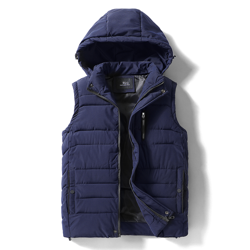 Men Autumn New Thick Hooded Sleeveless Vest Jacket WaistCoat Men Winter Fashion Casual Warm CottonPadded Vests Waistcoat 201120