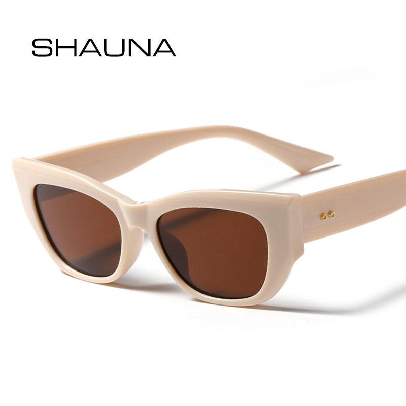 SHAUNA Retro Cat Eye Sunglasses Women Fashion Rivets Jelly Pink Shades UV400