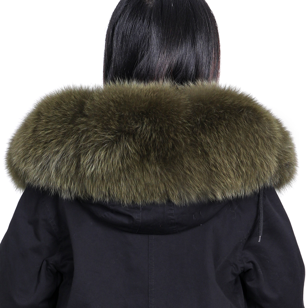 new army green fur overtheknee pie overcame women's thick rabbit fur liner winter long jacket top detachable 201016