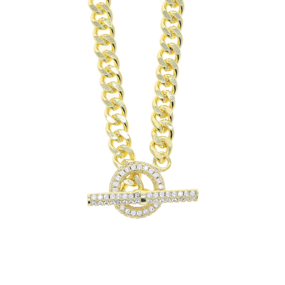 New style Toggle Clasp 5mm cuban chain Bracelets For Women Girls Cz Paved Punk Charm Geometric Circle Bar Chain Necklace jewelry Wholesale