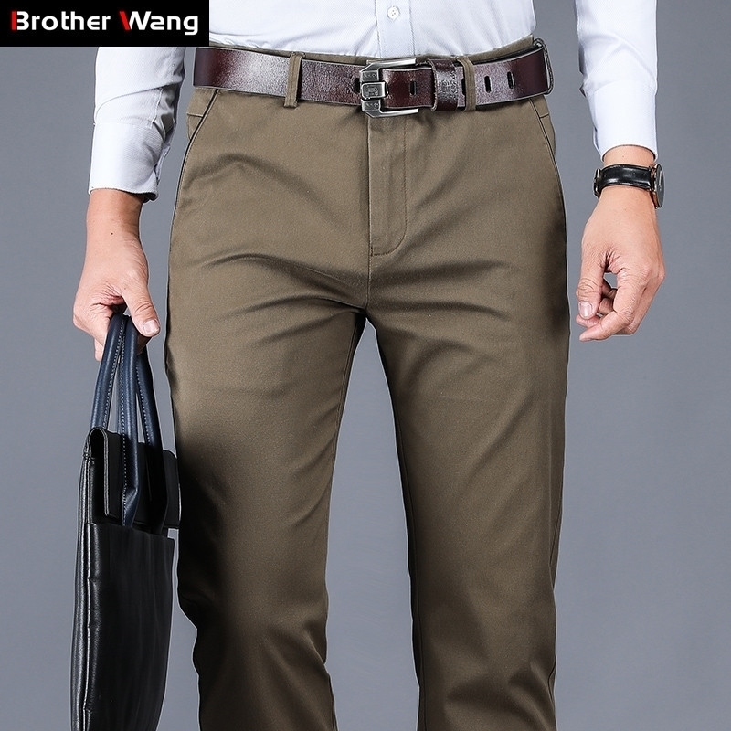 4 Colors 98% Cotton Casual Pants Men New Classic Style Straight Loose High Waist Elastic Trousers Male Brand Clothes 201125, Khaki
4 Colors 98% Cotton Casual Pants Men New Classic Style Straight Loose High Waist Elastic Trousers Male Brand Clothes 201125, Khaki