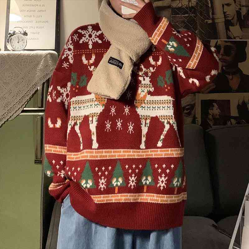 Sweater Women Winter Vintage Christmas Print Sweater Oversize Couple Outfit Japanese Style Plus Size Knit Pullover Sueter Mujer, White;black
Sweater Women Winter Vintage Christmas Print Sweater Oversize Couple Outfit Japanese Style Plus Size Knit Pullover Sueter Mujer, White;black