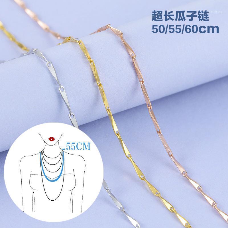 Chains Martick 925 Silver Jewelry Melon Chain Sweater Necklace Super Long 50/55/60cm Gold/Rose Gold/Silver Color Bijoux GSC261
Chains Martick 925 Silver Jewelry Melon Chain Sweater Necklace Super Long 50/55/60cm Gold/Rose Gold/Silver Color Bijoux GSC261