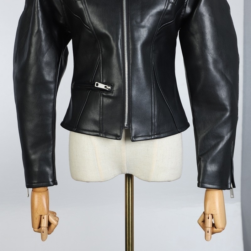 DEAT Korean Autumn And Winter Pattern turtleneck batwing sleeves zippers jacket PU removeable warm coat WC16301L 201029