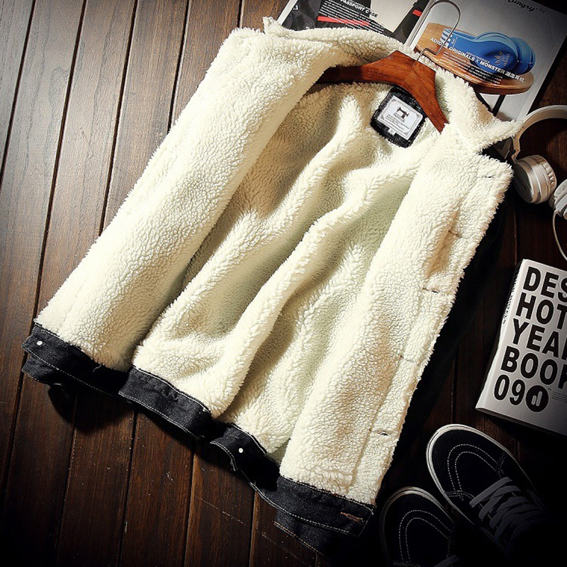 Fashion Men Thick Jean Jacket Men's Winter Plus Velvet Denim Jacket Thicken Cottonpadded Coat Male Casual Slim Fit Outwear 201118