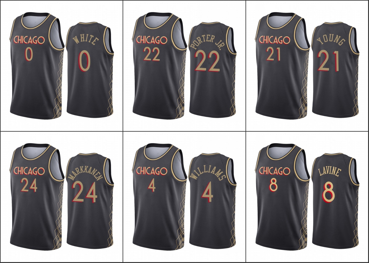 ChicagoBullsMen Coby White Zach LaVine Lauri Markkanen Thaddeus Young Patrick WilliamsCityBlack Jersey, Black
ChicagoBullsMen Coby White Zach LaVine Lauri Markkanen Thaddeus Young Patrick WilliamsCityBlack Jersey, Black