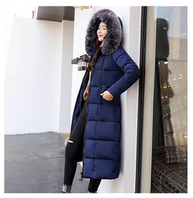 Korean version of the new winter hooded big fur collar slim thickening was thin high-end plus size down cotton jacket 201217
