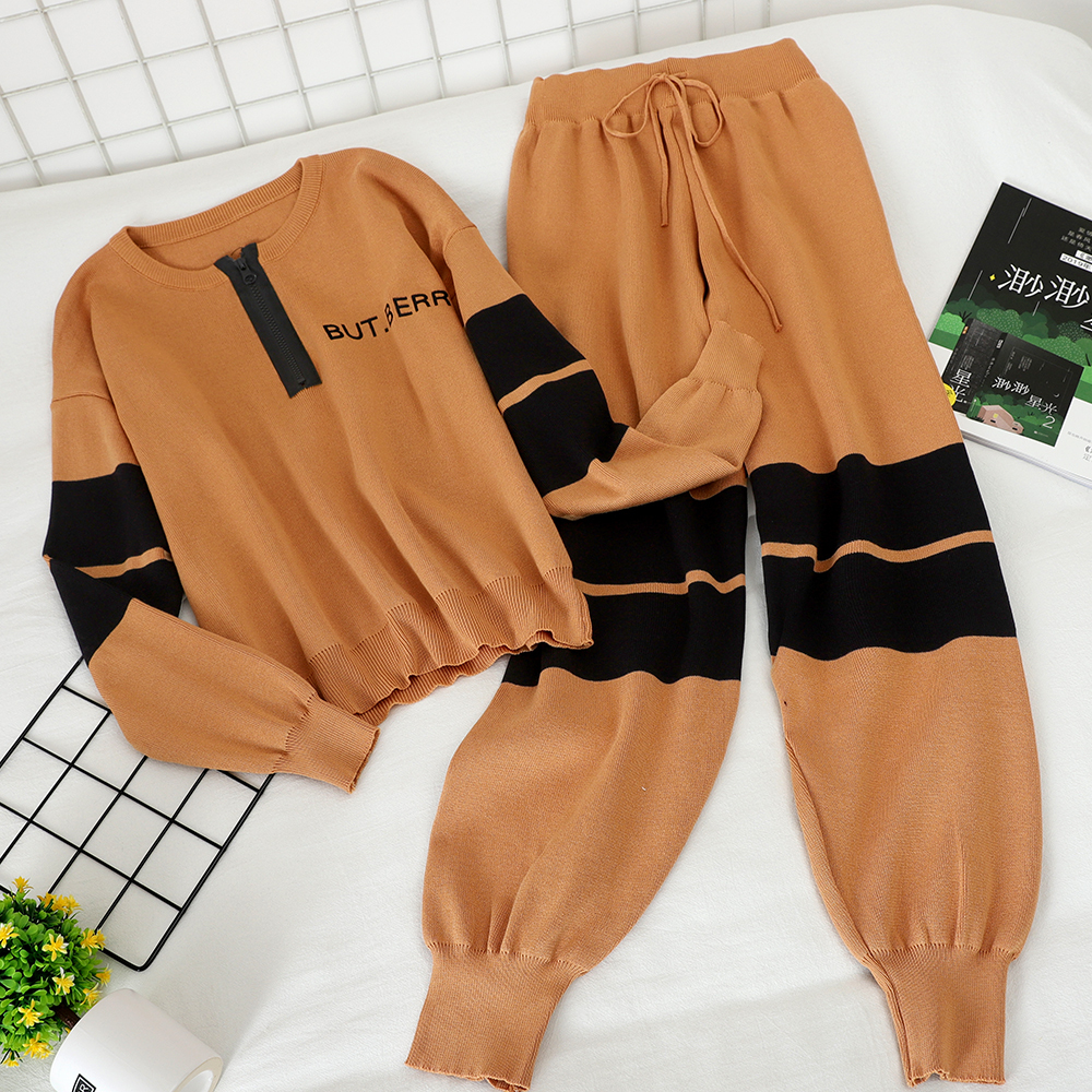 2021 New new sports style suit color matching long sleeve shirt + elastic waist casual pants two-piece women I51D, Black
2021 New new sports style suit color matching long sleeve shirt + elastic waist casual pants two-piece women I51D, Black