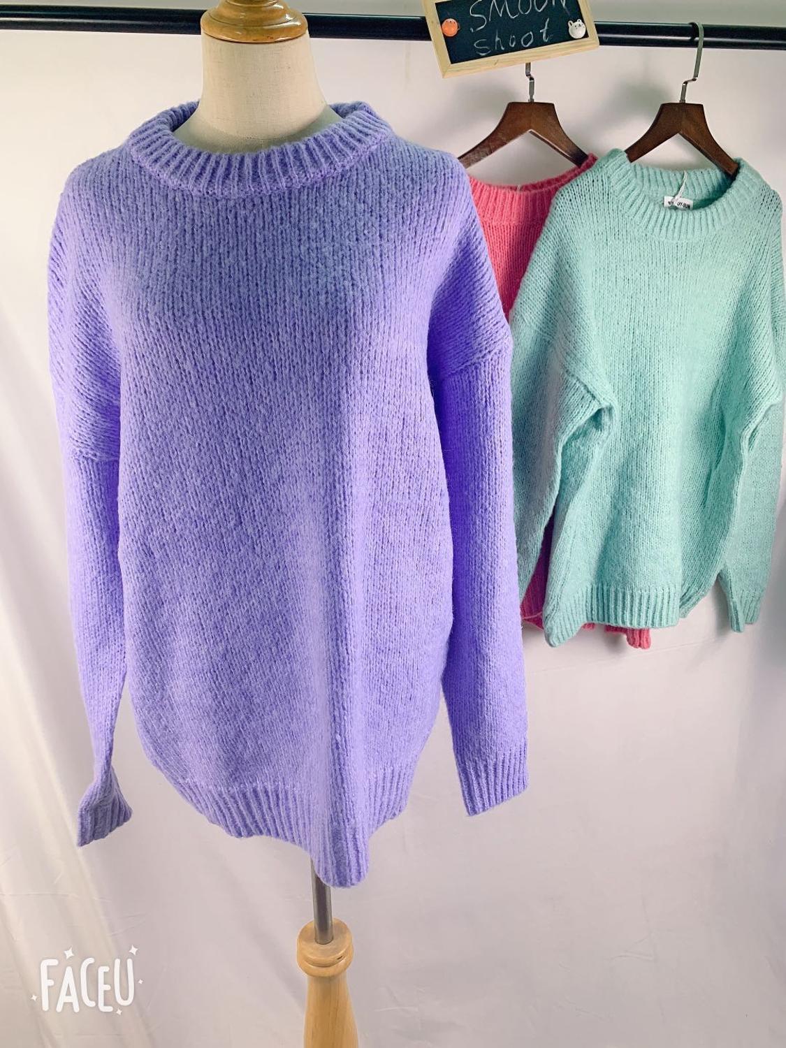 New blue Winter Sweater Women Pullover Girls Tops Vintage Purple Autumn Elegant Female Knitted Outerwear Warm Sweater Oversize 201109