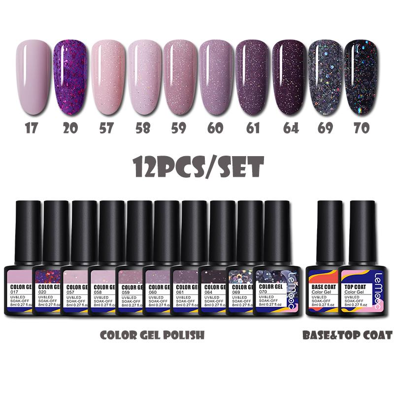 LEMOOC Nail Gel Polish Set 6PCS/12PCS Nail Set Glitter Holo graphics Soak Off UV Gel Varnish For Base Top Coat, Set 2
LEMOOC Nail Gel Polish Set 6PCS/12PCS Nail Set Glitter Holo graphics Soak Off UV Gel Varnish For Base Top Coat, Set 2