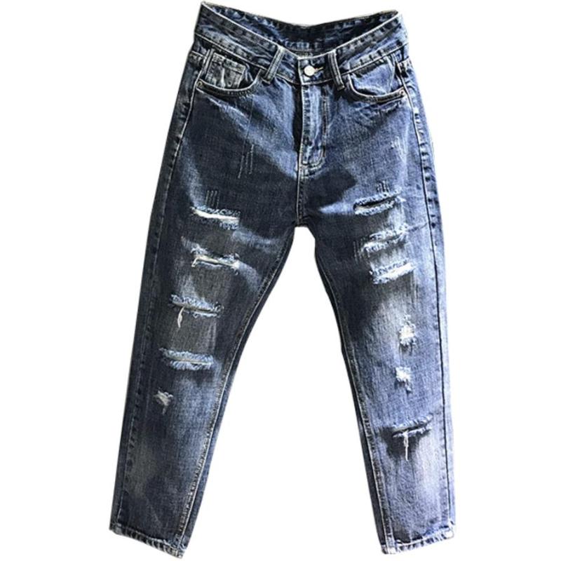 spring summer new fashion hole jeans women loose ankle length harem pants plus size 26-31, Blue
spring summer new fashion hole jeans women loose ankle length harem pants plus size 26-31, Blue