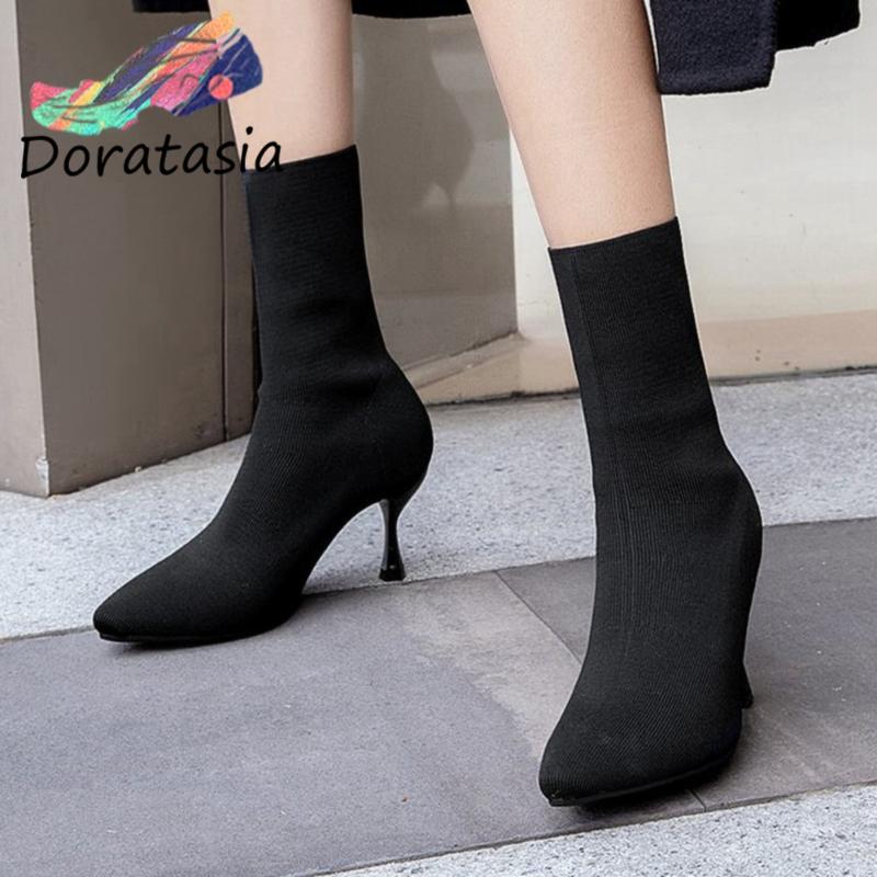 DORATASIA New Fashion Women Pointed Toe Thin High Heels Solid Shoes 2020 Office Elegant Boots Women Ankle Boots, Black
DORATASIA New Fashion Women Pointed Toe Thin High Heels Solid Shoes 2020 Office Elegant Boots Women Ankle Boots, Black