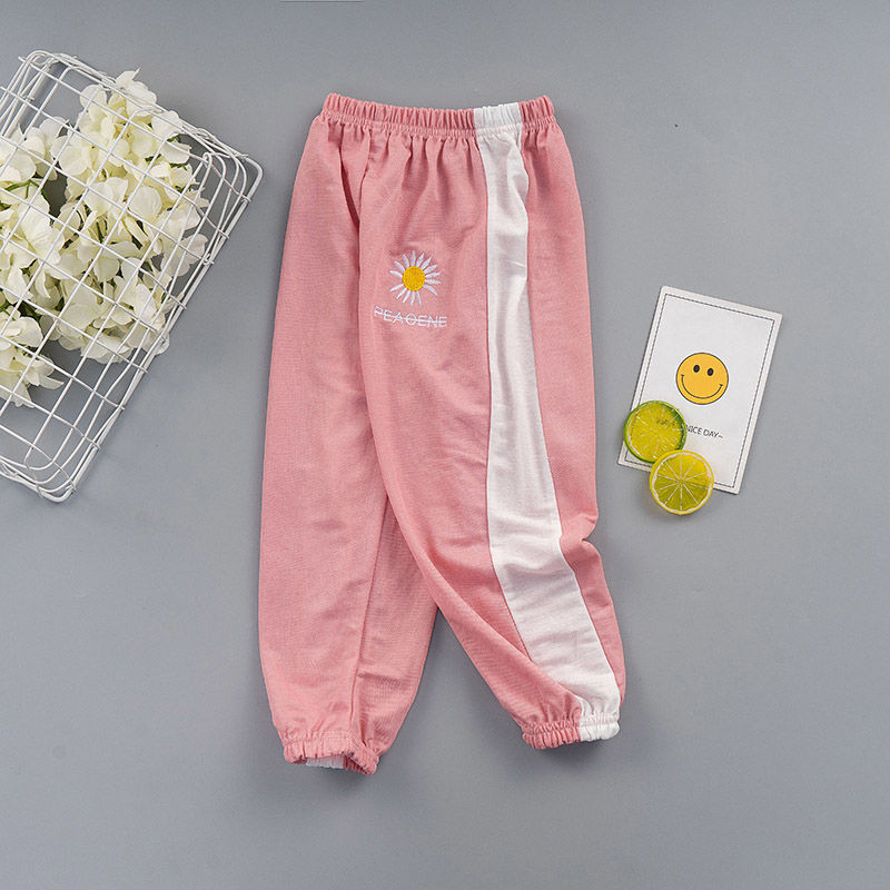 Fashion Girls Pants Summer Children Girls Cotton Linen Flower Printed Casual Pants Child Trouser Kids Bloomers Cool Baby clothes LJ201019