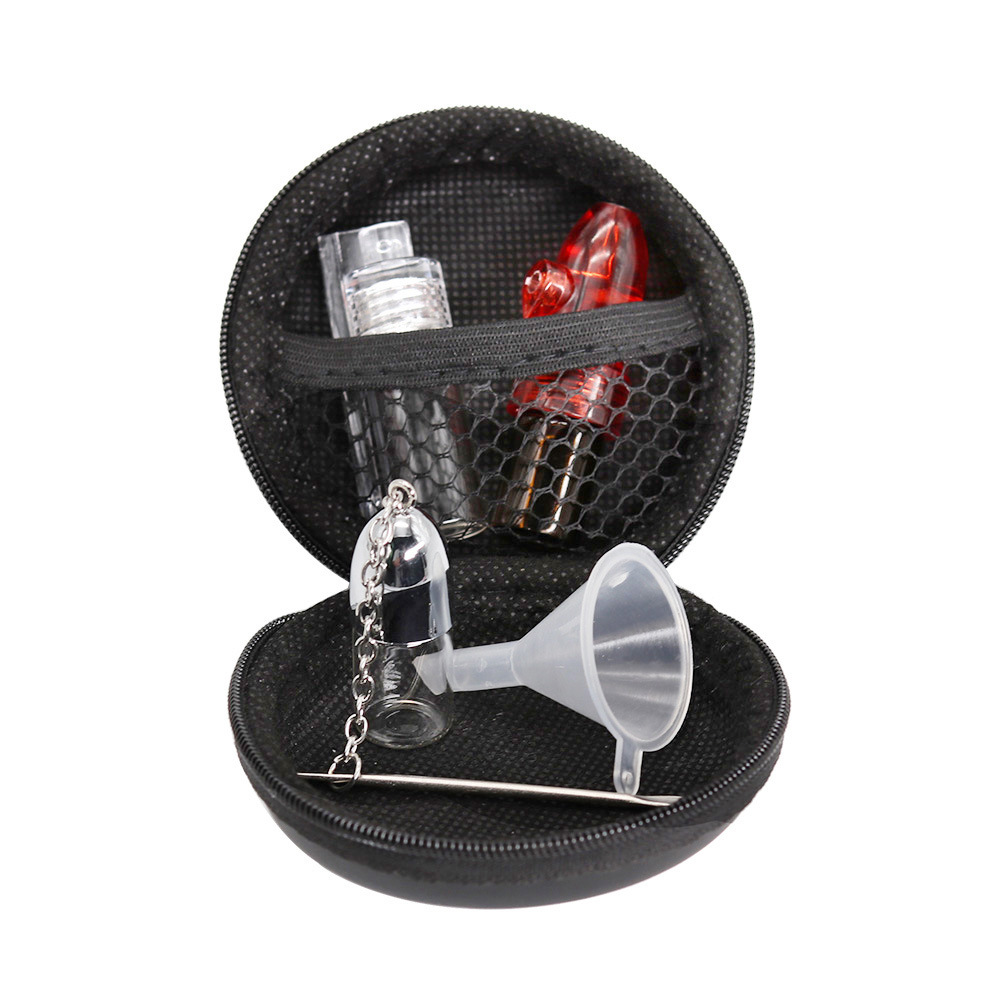 

Smoking Accessories Portable Tobacco Bag Sets Cigarette storage kits Metal bullet snuff bottles Filter Cup Glass fume tank