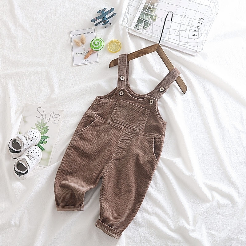 Spring Kids Overalls Children Corduroy Jumpsuit for Boys Girls Pure Cotton 1 2 3 4 5 Years Old Baby Pants Baby Boy Clothes 201128