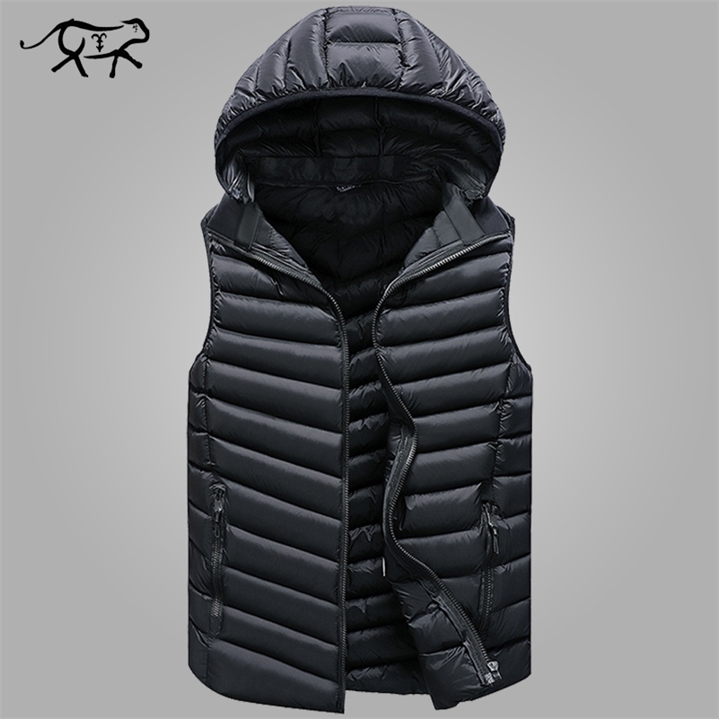 Winter Sleeveless Jacket Men Casual Down Vest Men Warm Thick Hooded Coats Male Cotton Pad Men's Work Waistcoat Gilet Homme L-4XL 201216
