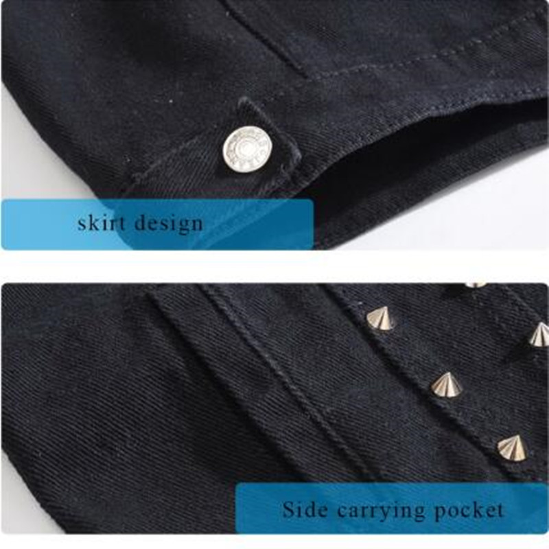 New 2020 Denim Vest Men Punk Rock Rivet Cowboy Black Jeans Waistcoat Fashion Men Motorcycle Style Sleeveless Jeans Jacket M- LJ201217
