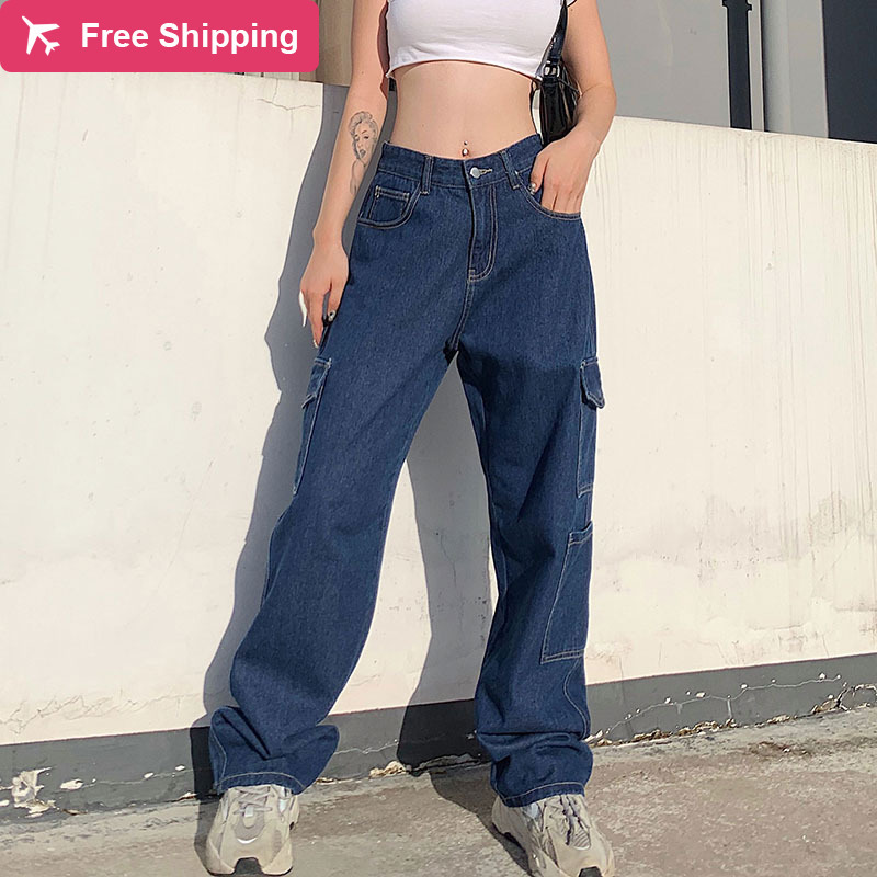 Manna brem loose casual work hip hop jeans woman cotton pants big pocket women blue/black/white women' clothes 
Manna brem loose casual work hip hop jeans woman cotton pants big pocket women blue/black/white women' clothes