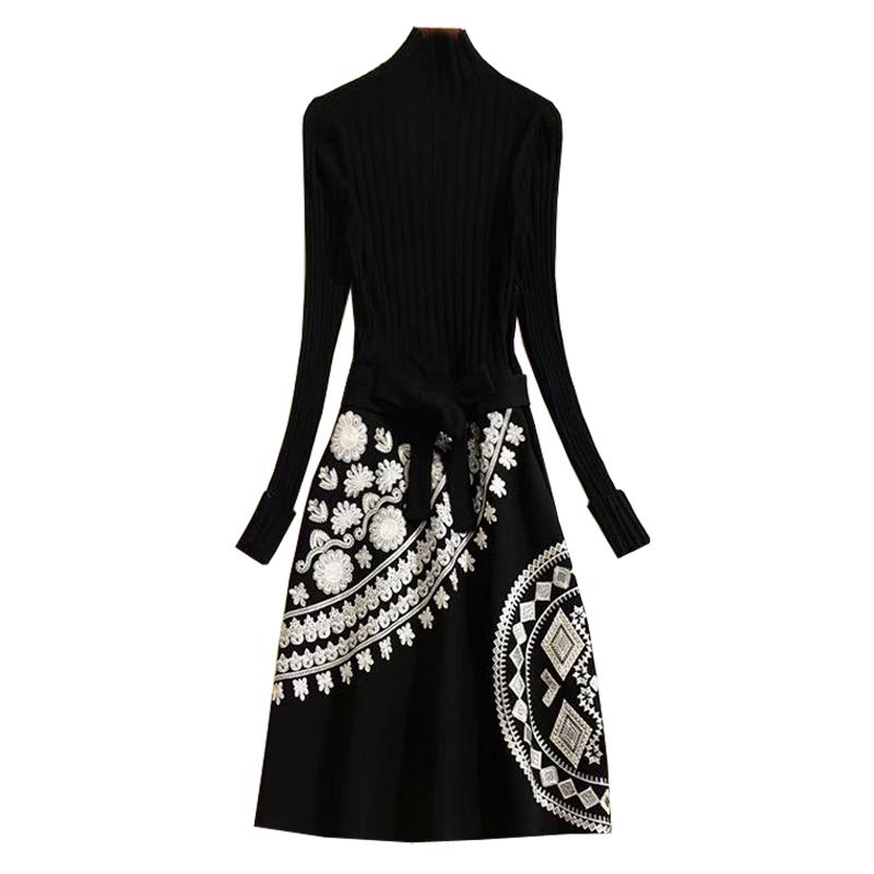 Free Shipping Autumn And Winter Stars With High-End Women' Fashion Slim Black Knitted Embroidered Dress
Free Shipping Autumn And Winter Stars With High-End Women' Fashion Slim Black Knitted Embroidered Dress