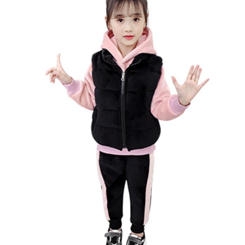 Children Warm Suits Long Sleeve Outwear Casual 3pcs Autumn Winter Kids Plus Velvet Thick Warm Sweatshirt With Hoodies Set 4-13Y, Pink
Children Warm Suits Long Sleeve Outwear Casual 3pcs Autumn Winter Kids Plus Velvet Thick Warm Sweatshirt With Hoodies Set 4-13Y, Pink