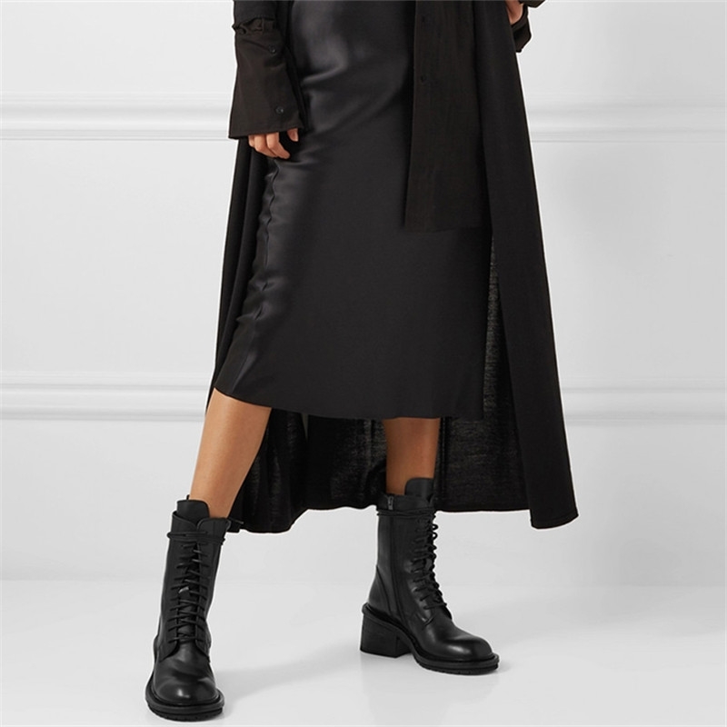 Black Genuine Leather Women Boots Chunky Heels Ankle Botas Mujer Lace-up Ladies Short Booties Zipper Side Cowboy Boots 201123
Black Genuine Leather Women Boots Chunky Heels Ankle Botas Mujer Lace-up Ladies Short Booties Zipper Side Cowboy Boots 201123