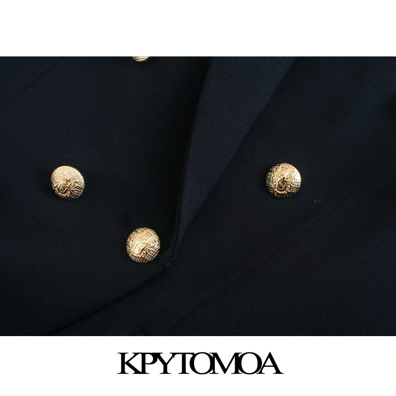 KPYTOMOA Women Fashion With Metal Buttons Blazers Coat Vintage Long Sleeve Back Vents Female Outerwear Chic Tops 201110