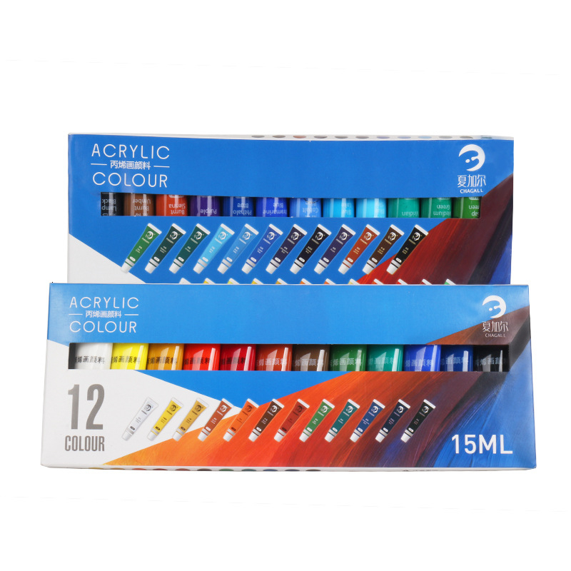12/24 Colors 15ML Tube Professional Acrylic Paint Set For Fabric Clothing Nail Glass Drawing Painting For Kids Art Supplies 201225