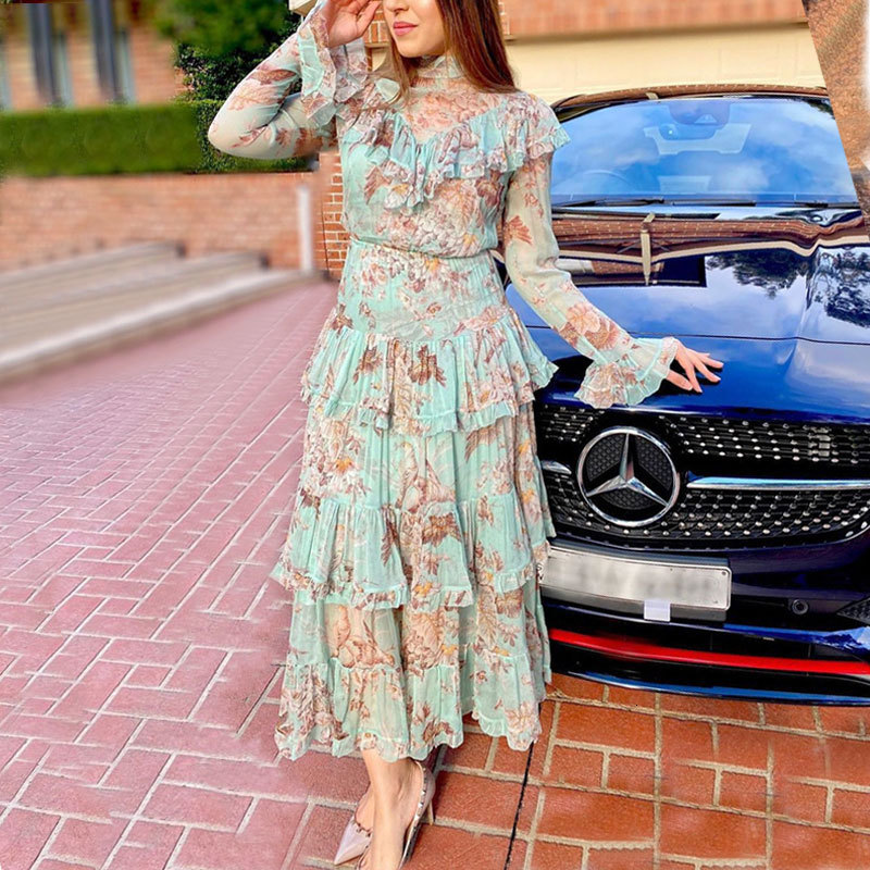 New Autumn of Cascading Vintage As a Pleated Woman Enlargement the Floral Neck Printed Track Dressed Long Female 2021 Jo5f, Blue as picture
New Autumn of Cascading Vintage As a Pleated Woman Enlargement the Floral Neck Printed Track Dressed Long Female 2021 Jo5f, Blue as picture