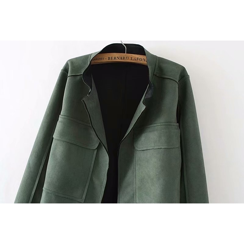 Casual Women Jackets Suede Coats Plus Size XXXL Solid Short Style Pockets Open Stitch Jacket Outerwear SWM1205 201026