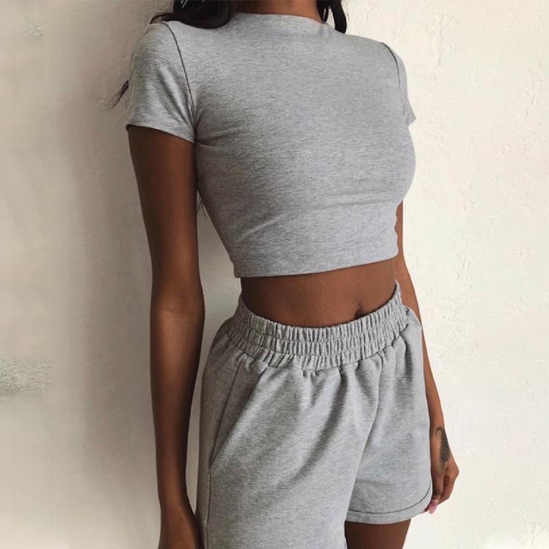 Casual Two Piece Set Solid Tracksuit Women Crop Top And Shorts Summer Clothes Short Sleeve Top Elastic Shorts Matching Set1, Black
Casual Two Piece Set Solid Tracksuit Women Crop Top And Shorts Summer Clothes Short Sleeve Top Elastic Shorts Matching Set1, Black