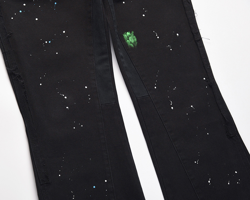 Men's Graffiti Painted Wide Leg Flare Pants Streetwear Casual Jeans Haruku Washed Retro Loose Denim Trousers