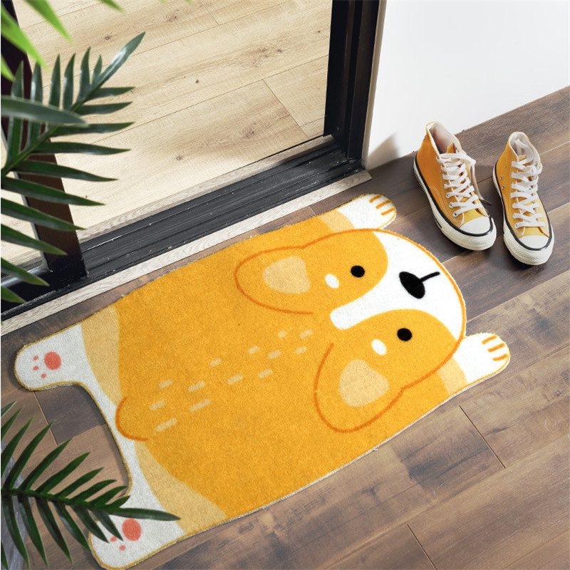 Funny Doormat Cute Cartoon Animal Shiba Inu Corgi Mats Wear-Resistant Anti-Skid Foot Pad Entrance Floor Rug Kitchen Carpet Home LJ201128