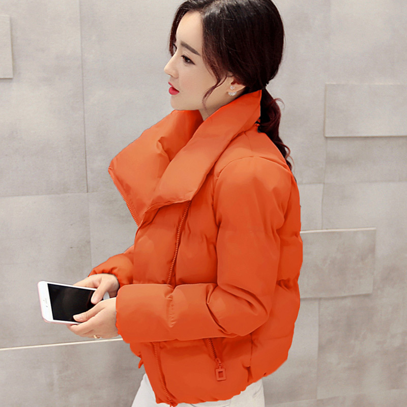 Women Short Parka Jacket Winter Cotton Padded Solid Park Female Coats Autumn Casual Zipper Turn Down Collar Jackets Woman 201127