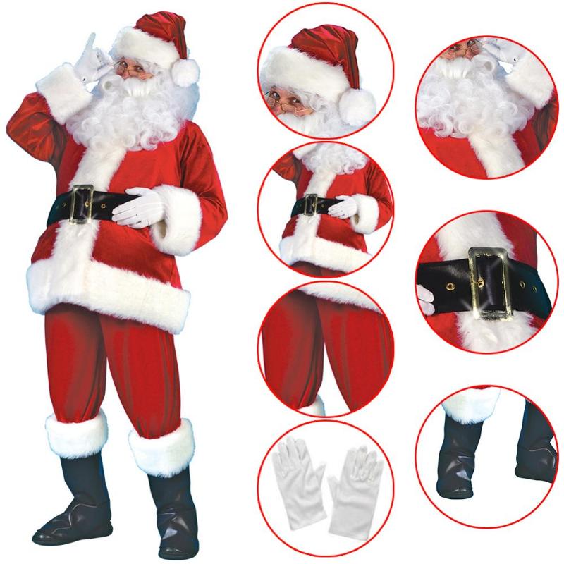 7pcs Santa Claus Suit Plush Father Christmas DIY Costume Xmas Polyester Velvet Fancy Dress Cosplay
7pcs Santa Claus Suit Plush Father Christmas DIY Costume Xmas Polyester Velvet Fancy Dress Cosplay