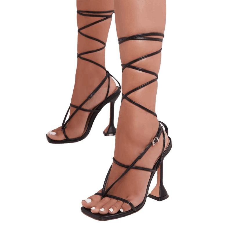 2021 Women gladiator sandals square toe high heels summer party dress sandals cross strap lace-up ladies flip flops shoes 35-42, Black 
2021 Women gladiator sandals square toe high heels summer party dress sandals cross strap lace-up ladies flip flops shoes 35-42, Black