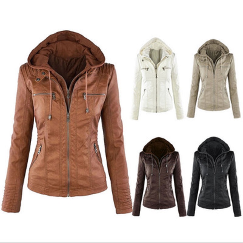 2020 New Women Autumn Winter Hooded Faux Leather Jacket Slim Motorcycle Hat Detachable Plus Size 5xl Pu Leather Coat, Coffee
2020 New Women Autumn Winter Hooded Faux Leather Jacket Slim Motorcycle Hat Detachable Plus Size 5xl Pu Leather Coat, Coffee