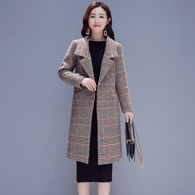New woman's coat long 2020 Autumn plaid wool jacket women's jackets, Plate 
New woman's coat long 2020 Autumn plaid wool jacket women's jackets, Plate