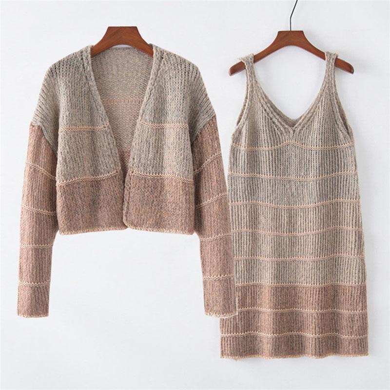 New chic autumn winter women female warm sweater suits long sleeve shorts tops sling dress shirts1, Khaki
New chic autumn winter women female warm sweater suits long sleeve shorts tops sling dress shirts1, Khaki