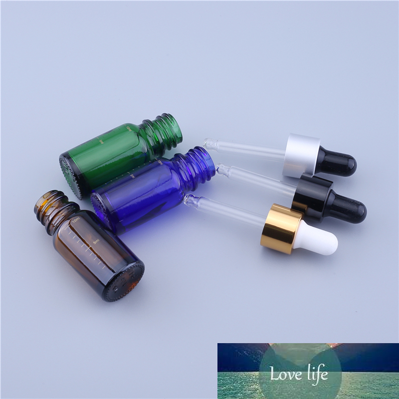 200pcs/lot Empty 10ML Scale Glass Serum Dropper Bottle 10cc Amber Blue Green Essential Oil Bottles with Scale on The Bottle