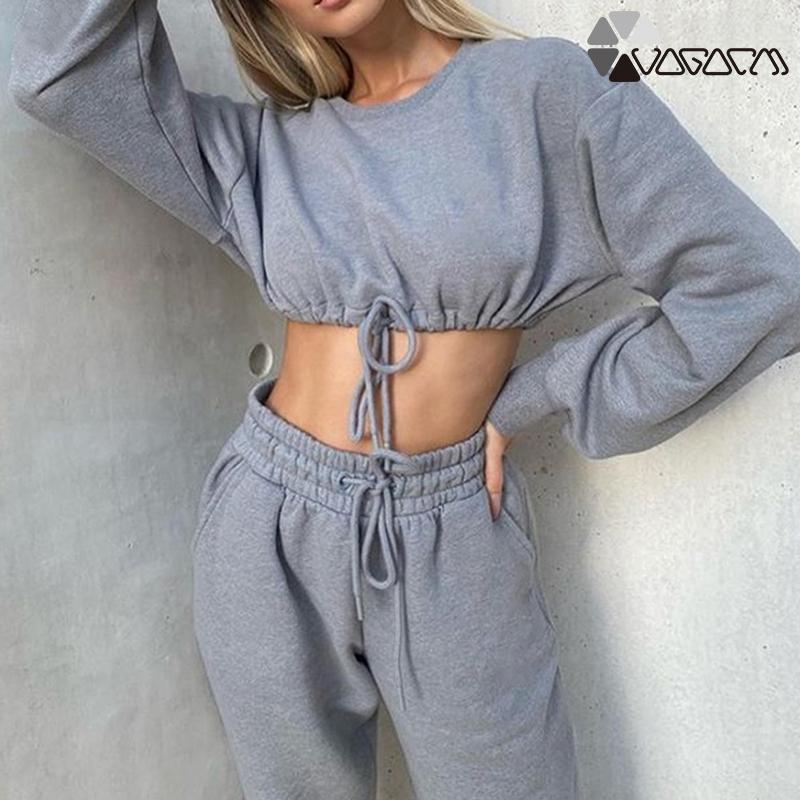 Two Piece Sports Set Women Joggers Suit Casual Drawstring Long Sleeve Short Top High Waist Trousers Jogging Tracksuit Sportswear, Blue
Two Piece Sports Set Women Joggers Suit Casual Drawstring Long Sleeve Short Top High Waist Trousers Jogging Tracksuit Sportswear, Blue