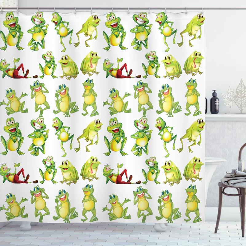 Nursery Shower Curtain, Frogs in Different Positions Funny Happy Expressions Faces Toads Cartoon, Cloth Fabric Bathroom Decor
Nursery Shower Curtain, Frogs in Different Positions Funny Happy Expressions Faces Toads Cartoon, Cloth Fabric Bathroom Decor