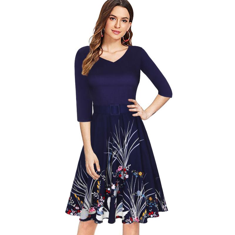 Fashion Flower Print Floral Dress Big Swing A-Line Buckle Sashes Vintage V Neck Elegant Dress Women 3/4 Sleeve Plus Size -4XL, Black
Fashion Flower Print Floral Dress Big Swing A-Line Buckle Sashes Vintage V Neck Elegant Dress Women 3/4 Sleeve Plus Size -4XL, Black